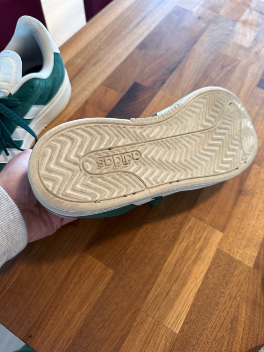 adidas Green and White Suede Athletic Sneakers - Picture 2 of 4